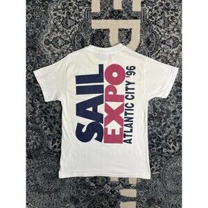 Vintage 90s Hanes Sail Expo Atlantic City 96 Tshirt Size M Beige Made In USA